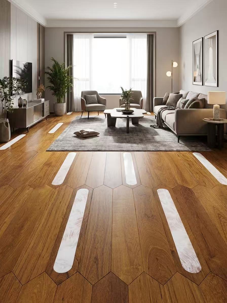 Herringbone — Teak/Marble